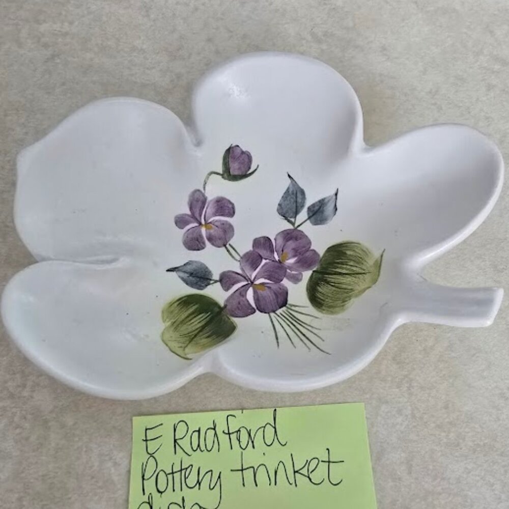 E Radford Pottery Trinket Dish with Violets